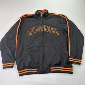 SF San Francisco Giants Jacket Mens 3XL XXXL Black Orange Track Full Zip Adult